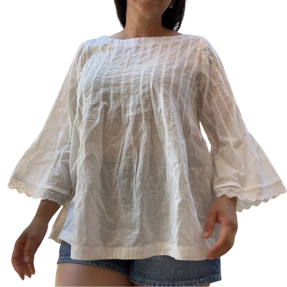 UTSA Cream Bell Sleeve Blouse with Boxy Fit